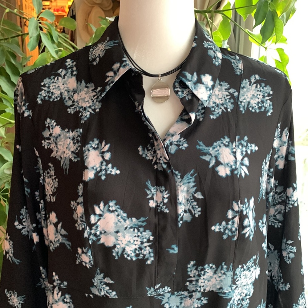 Simply Vera Vera Wang Black Split Back Top Blouse Sz L